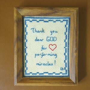 Vintage Counted Cross Stitch Sampler, Completed & Framed.  Christian, Religious